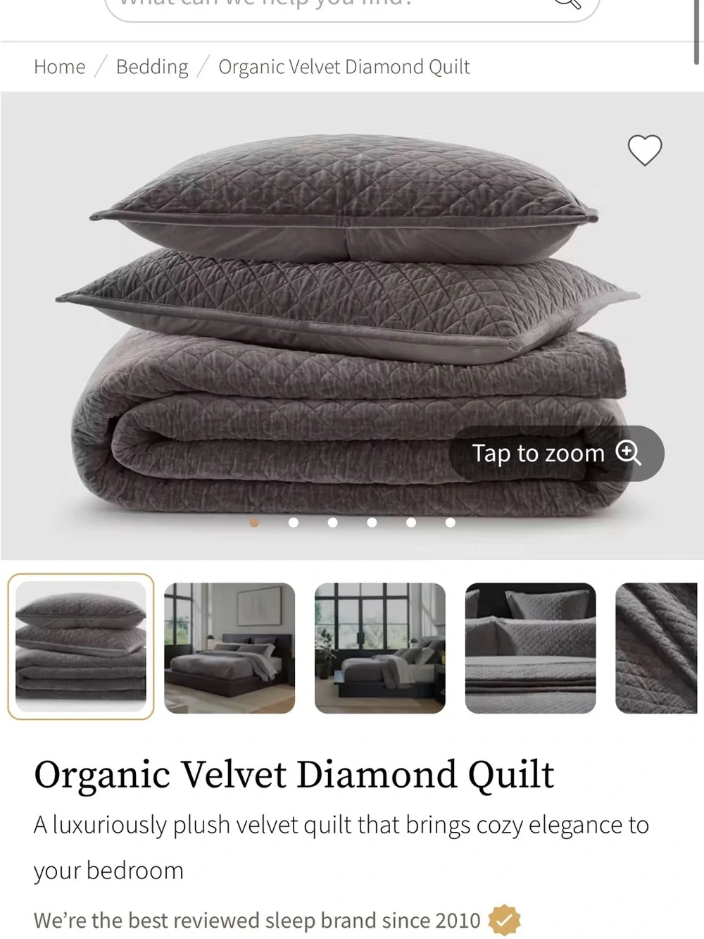 Organic Velvet Diamond Quilt - Charcoal gray full/ Queen comforter